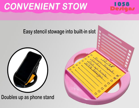 Heart Sticky Note Holder with Stencil PINK, Compatible with Post-It Notes, 3x3 Self Stick Note Pads, Office Desk