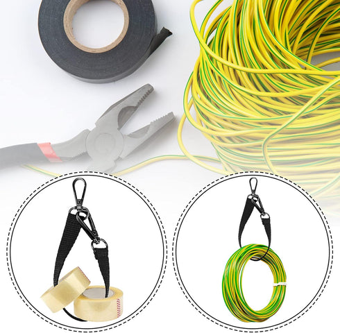 Electrical Tape Holder Strap with Snap Hooks for Belt and Tool Box, Black