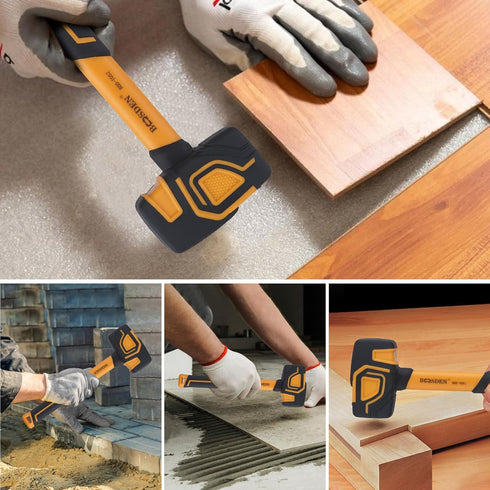BOOSDEN Rubber Mallet - 10 oz Hammer with Hook, Soft Face Rubber Hammer for Flooring, Woodworking, and Camping