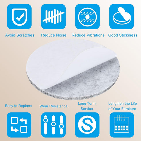 10" 4 Pack 1/5" PATIKIL Diameter Felt Furniture Pads, Thick Lamp Base Felt Round Soft Adhesive Non-Slip Anti-Scratch