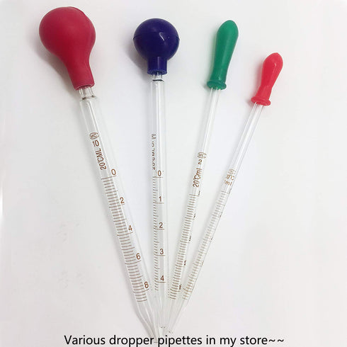 OESS Glass Graduated Dropper Pipettes with Blue Rubber Caps, 10ml Pk/2