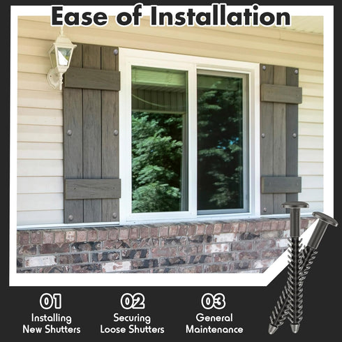 MorningRo 24 Set 3 Inch Vinyl Shutter Fasteners and Plastic Caps Shutter Fastener Spike Peg Loks Windows Outside