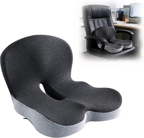 ZHZKGMLBVB Orthopedic Cushion for Office Chair,Memory Foam L-Shaped Integrated Seat Cushions,Improves Sitting Posture,Ergonomic