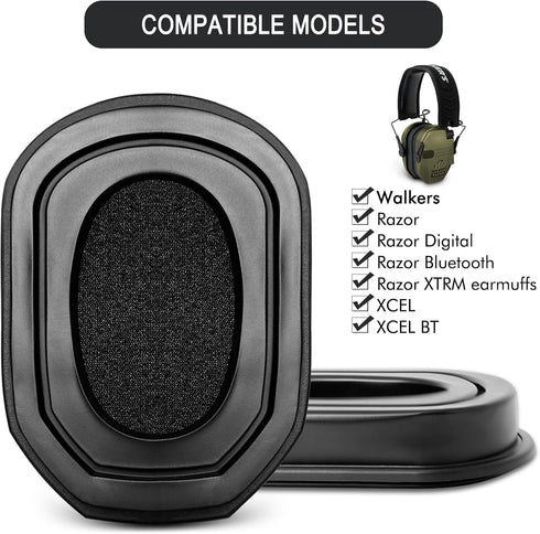 GEVO 2 Pack Gel Ear Pads for Walker's Razor Earmuffs, Comfortable Replacement Ear Cups with TPU Leather Silicone Gel
