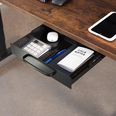 VIVO 13 inch Under Desk Mounted Sliding Pull-out Drawer, Black Storage Organizer for Office Desk, Pull Handle