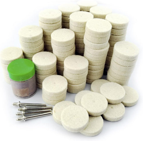 Merryland Flet Polishing Wheel for Dremel, 125pcs, 1 Inch Polishing Pad Buffing Wheel, Rotary Tool Accessory Set