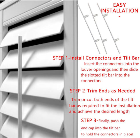Polysatin,Vinyl,Summerwind Shutters,2 3.25 Inch Spacing(15 Shutter Vane Repair Slider Tilt Bar Connector for Connect