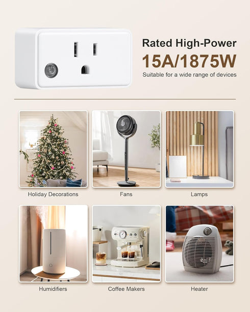 200FT 15A/1875W Remote Control Outlet with All On/Off Switch, Long Range Wireless Light Switch, Compact Design