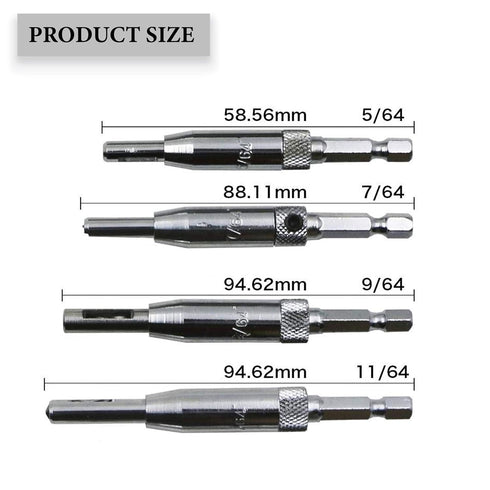 Self Centering Drill Bit Set, 4 PCS HSS Hinge Tapper Core Drill Bits, Woodworking Tools and Accessories