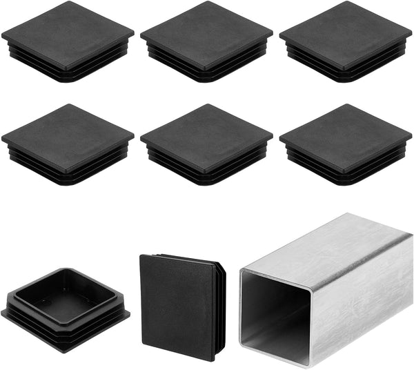 uxcell 4" (100mm) Square Tubing End Caps, 8 Pcs Plastic Hole Plugs