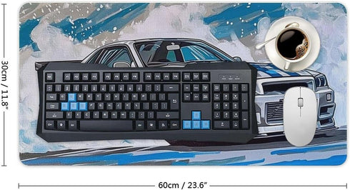 Large Mouse Pad Drift Car Jdm Car R34 Art Desk Mat, Computer Accessories for Gaming and Office Decor