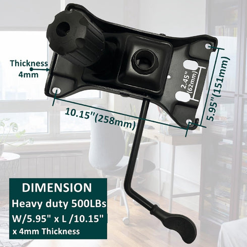 Heavy Duty Office Chair Tilt Control Mechanism Replacement Parts, 500LBs Swivel Tilt Base with 5.95" x 10.15" Mounting