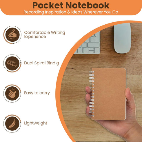 Spiral Notebook, 5 Pack Small Pocket Size Notebooks for Writing Drawing Note Taking, 3.5”x5.5”, 180 Ruled Pages, 90 Sheets by TWONE