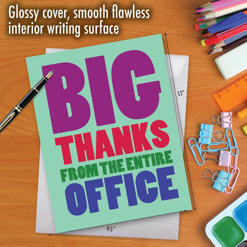 NobleWorks Big Thanks From The Office - Boss Coworker Thank You Greeting Card with Envelope, Extra Large 8.5 x 11 Inch