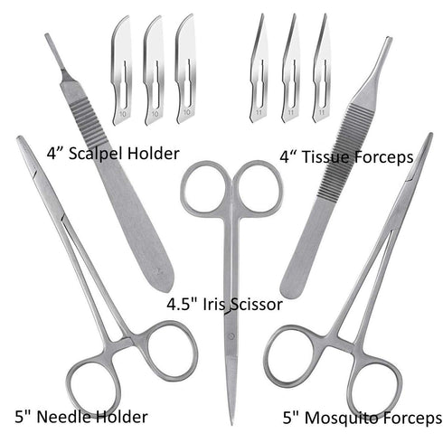 (16 0, 2/0, 3/0, 4/0 12 28PK Sterile Sutures Thread with Needle Plus Tools - First Aid Field Emergency, Trauma Practice