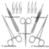 (16 0, 2/0, 3/0, 4/0 12 28PK Sterile Sutures Thread with Needle Plus Tools - First Aid Field Emergency, Trauma Practice