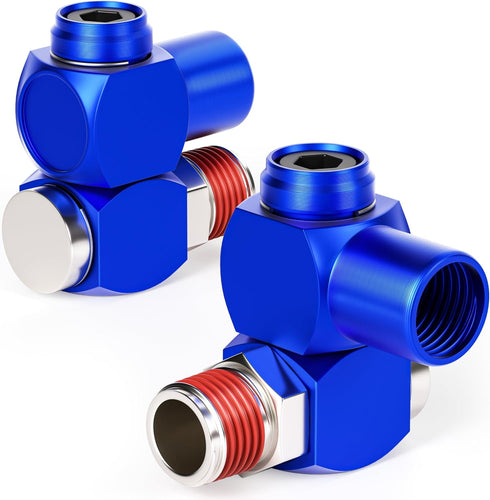 TAILONZ PNEUMATIC Blue 1/4 Inch Air Tool Swivel Fitting, 360 Degree Swivel Air Hose Connector (Pack of 4)