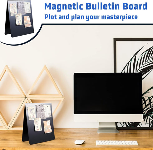 Leinuosen 12 x 10 Inch Magnetic Bulletin Board, Dry Erase Memo Board with Metal Easel for Home Office