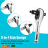 DURATECH Stubby Ratchet Set, 3-IN-1 Ratchet Handle, with 2 Extension Bars, 1/4", 3/8", 1/2" Drive Ratchet Wrench, 72-Tooth, Reversible Switch, Full-Polished Chrome Plating, Alloy Steel
