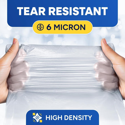 Plexon 710 24" 23" 6 Pack 1000 Gallon Trash Bags, x Clear Small Garbage Bags, Micron High-Density Wastebasket Liners