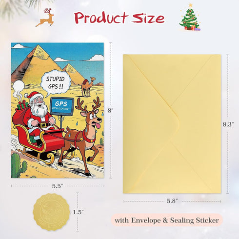 Coworkers(5.5x8 Inch) FLYAB Funny Christmas Card - Christmas Cards with Envelope Santa GPS Fail Xmas Holiday Gift