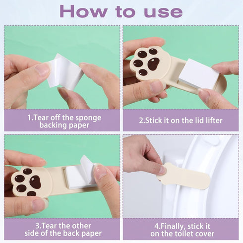 Hpmjz 6Pack Toilet Seat Handle Toilet Lid Lifter Cat Paw Seats Lift Holder Avoid Touching Lifts Tool Self Adhesiv