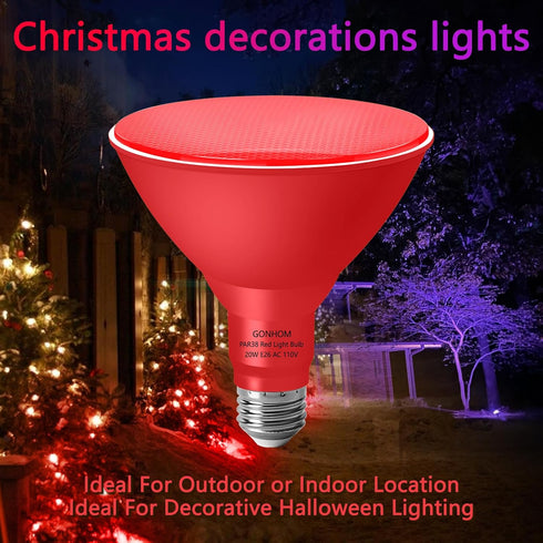 Gonhom PAR38 Outdoor,Dimmable Bulbs,20W(Equivalent 200W),E26 Bulb Halloween,Christmas,2 Pack Flood Lights LED Flood