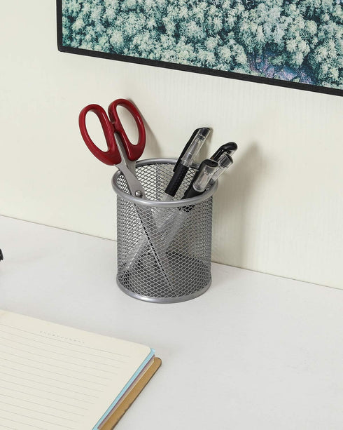 EasyPAG 2 Pack Silver Pencil Holder, Mesh Pen Cup Marker Holder for Home, School & Office