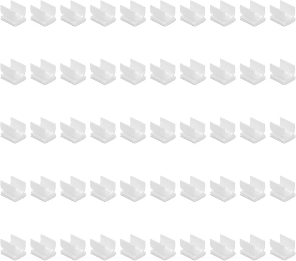 BLUECELL Pack of 50 White Pen Adhesive Clip Holders for White Board, Desk, Car
