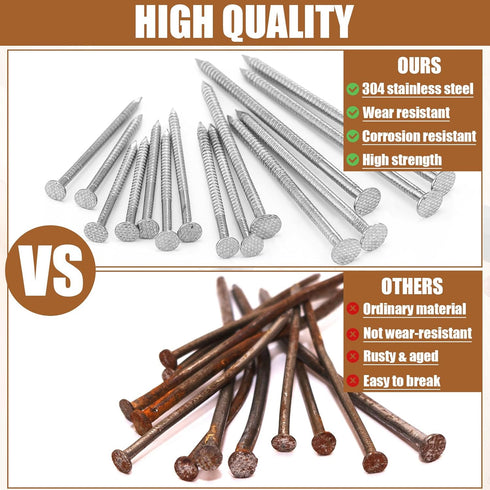 2 Pound Box of Siding Nails, Rust Resistant 304 Stainless Steel Nails for Redwood, Cedar Wood, Decking, Roof Slating