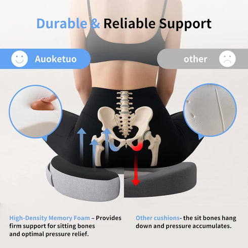 Auoketuo Tailbone Memory Foam Donut Seat Cushion, Y-Shaped Orthopedic Pillow for Hemorrhoid & Pain Relief, Sciatica