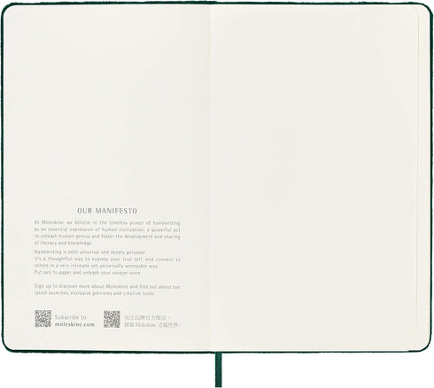 Moleskine Limited Edition Velvet Notebook, Large (6" x 9"), Hard Cover, Ruled, Bottle Green, 240 Pages
