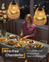 2 Pack Battery Operated Chandelier Outdoor Waterproof, Hanging Pendant Light with Remote Control for Gazebo, Pergola