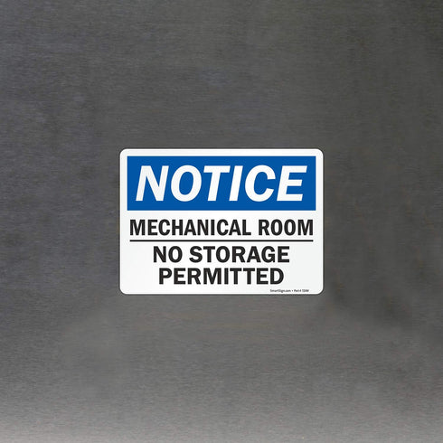 SmartSign U9-2250-ND Notice Label, Mechanical Room, No Storage Permitted, 5" x 7" Laminated Vinyl