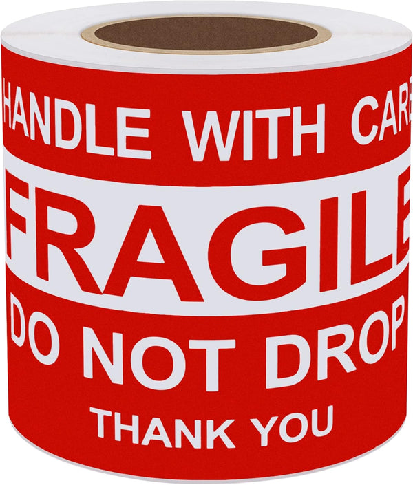 Hybsk 100 Per Roll Do Not Drop Thank You Fragile Stickers Adhesive Label (3x5 inch)