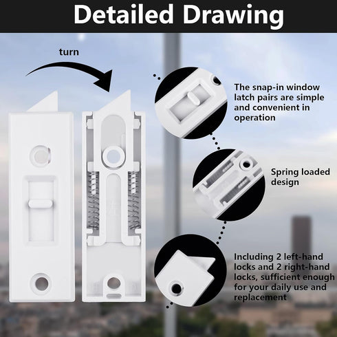 Window Latch Locks, 12 Pieces Plastic Spring Loaded Tilt Latch for Sliding Window Replacement