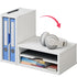 Ballucci File Organizer, 2-Tier Document Paper Sorter, Stackable Wood Desk Organizer with Storage Shelves