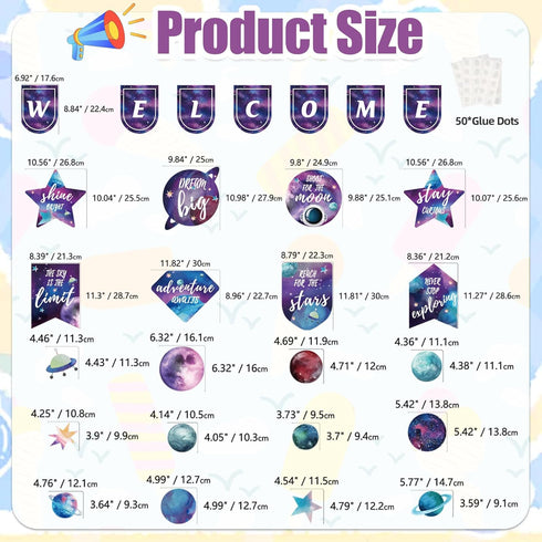 VABAMNA 28Pcs Space Motivational Posters Bulletin Board Decorations for Teachers School Office Home Decor
