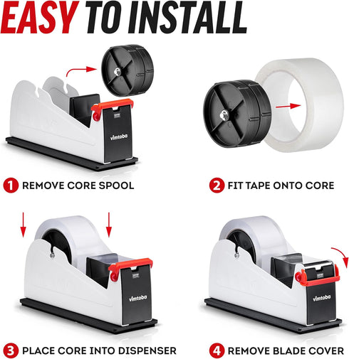 Heavy Duty 2-Inch Desktop Tape Dispenser, Dual Roll with Non-Slip Base
