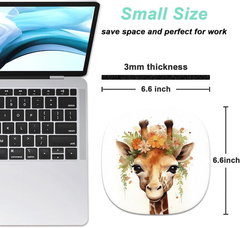 Rimilak Small Mouse Pad 6.6 Inch, Takes up Wrist and Mouse Space, Waterproof Compact Mini Mouse Mat for Laptop Computer Wireless Mouse Keyboard Home Office Travel,Giraffes by Rimilak