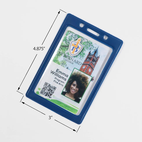 Vertical Badge Holder Frame, Pre-Punched Credit Card Size ID Holder for Lanyards, Chains, or Clips - Royal Blue (50