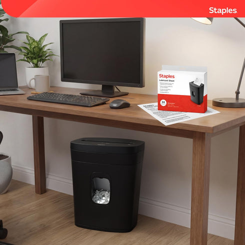 STAPLES Pack 24 Shredder Lubricant Lubricating Sheets, Reduces Friction & Noise, Keeps Blades Sharp