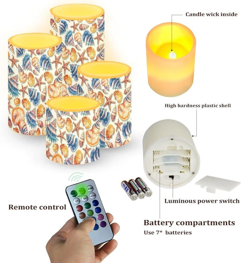 Set 4 Flameless Candles Battery Powered LED Candles with Timer and Color Changing Control Electric Candle for Indoor