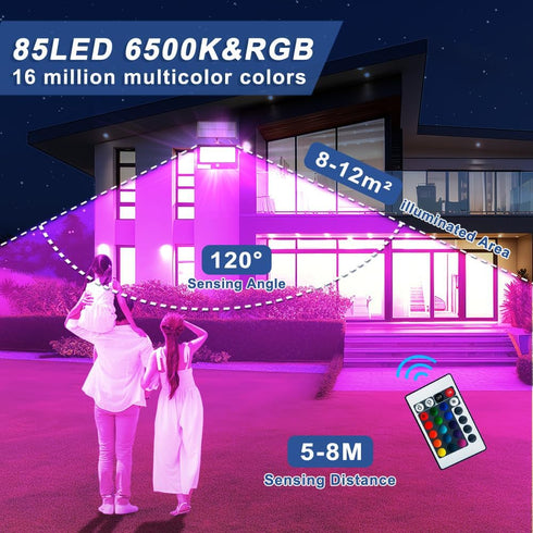 Galavasen 16.4FT 16 Solar Color Changing Flood Lights Outdoor, Cable Million RGB Solar Powered Party Lights Waterproof