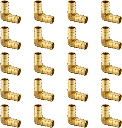 EFIELD Barb Crimp Pex 1/2 Inch 90 Degree Elbow Brass Crimp Fitting for Pex Pipe/Tubing (Pack of 20)