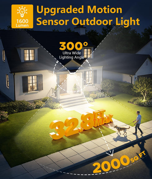 300 3 2 Pack WdtPro Solar Lights Outdoor Waterproof, Angle & Lighting Modes Motion Sensor Outdoor Lights, Solar