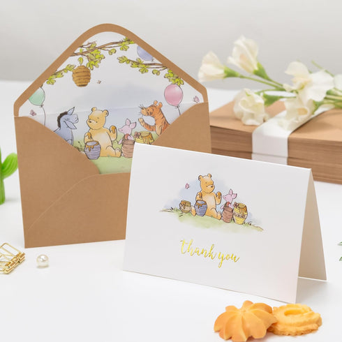 50 Pack Crisky Cute Bear Thank You Cards Blank Inside with Envelopes and Stickers for Birthdays, Baby Showers