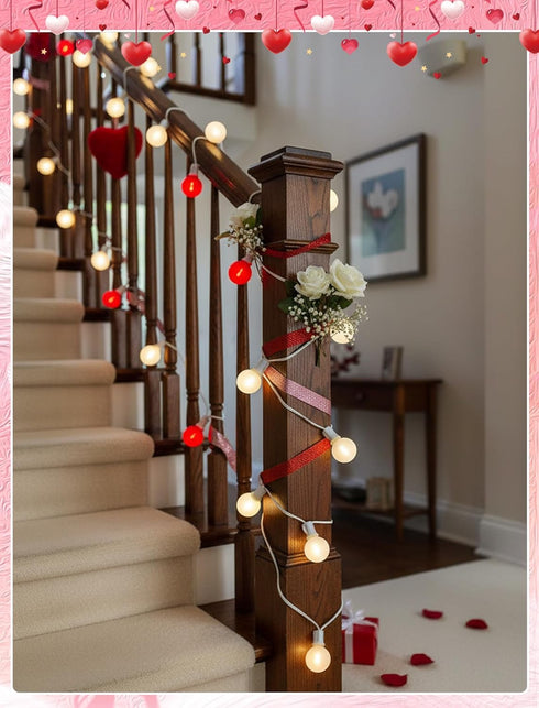 Xingzd G40 25Ft Bulbs, LED Valentines Day String Lights, Valentines Decorations Lights Outdoor with Frosted Red White