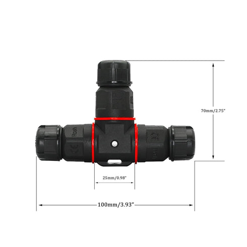 CERRXIAN 3 PIN 3 Way Electrical Junction Box, IP68 Waterproof for 5mm-10mm Cable Range, 2-Pack