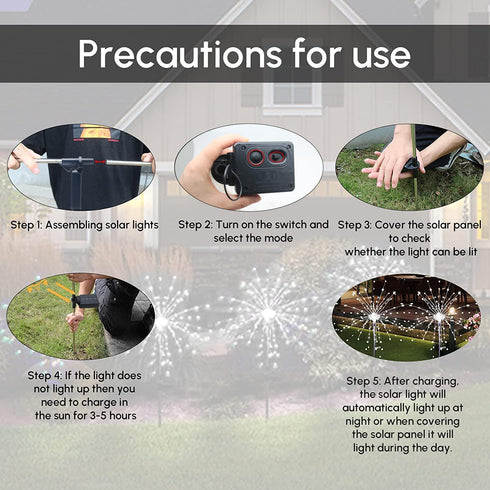 Solar Garden Firework Lights Outdoor, 2 Pack Solar Powered Art Stake Twinkle Lighting for Yard Decor
